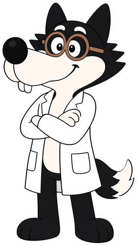 Wolfie the friendly scientist